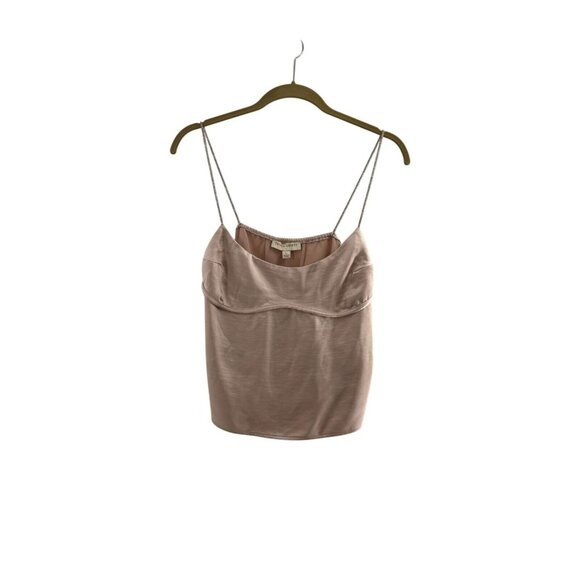 Thirty Thirty Blush Pink Satin Camisole Top Adjustable Metallic Strap Size L Y2K - Picture 1 of 7